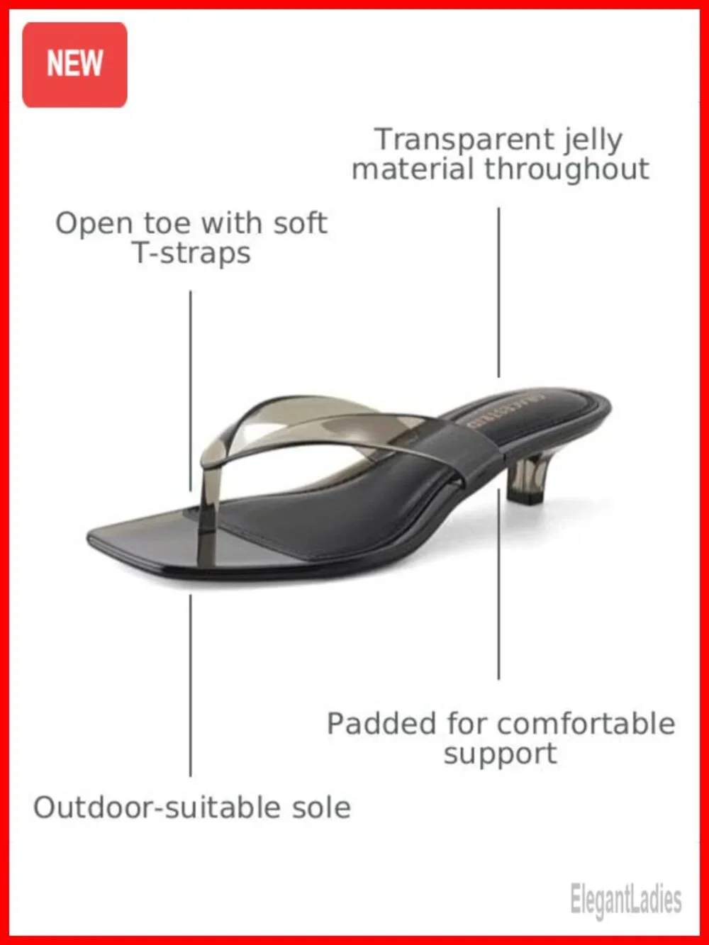 Women's Jelly Kitten Heel Thong Sandals Square Toe Slip On Summer Dress Shoes
